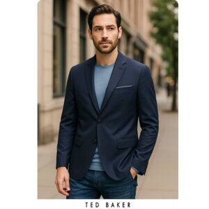 Ted Baker London Men’s Navy Blue Wool Endurance Sport Coat Blazer 38 R Preppy
